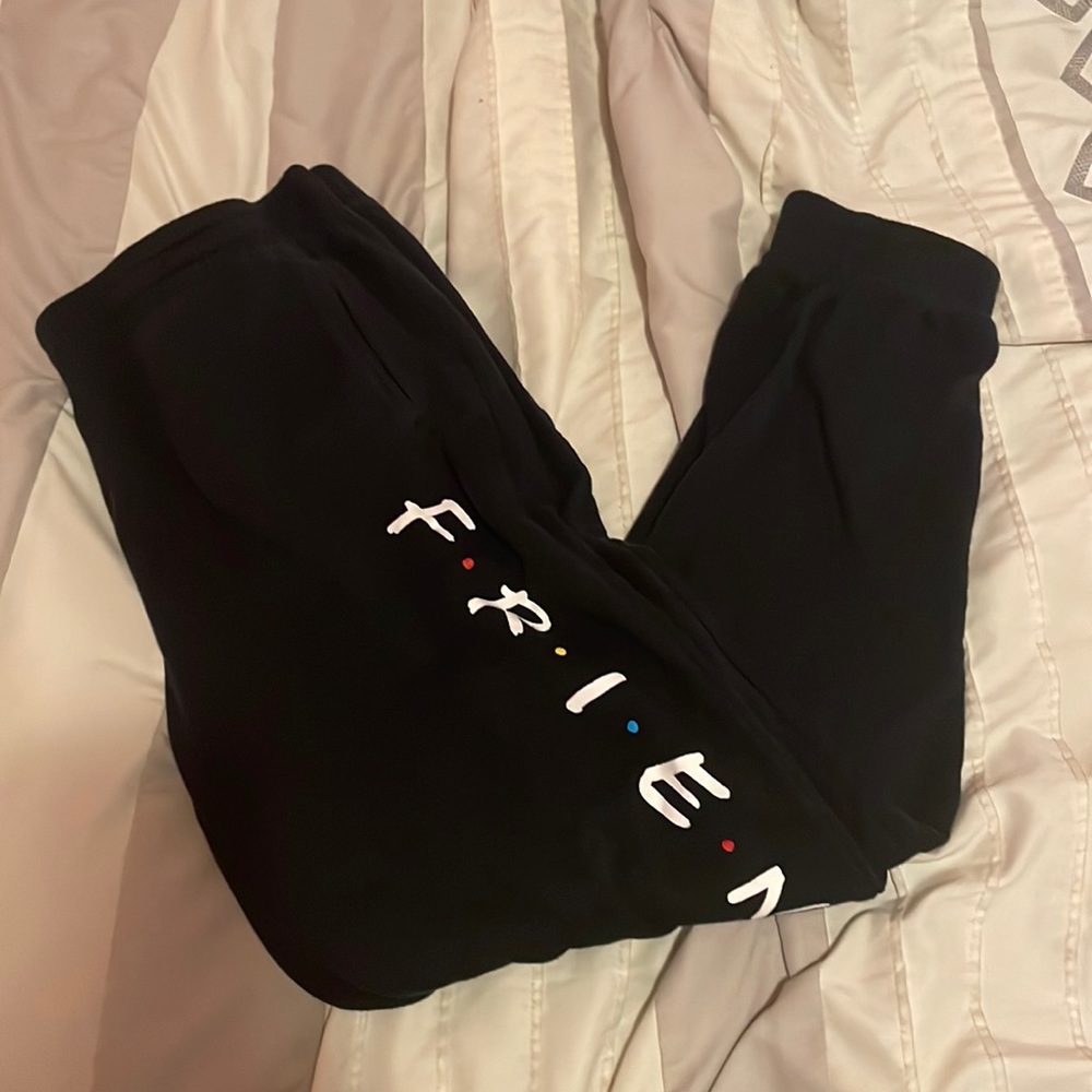 black FRIENDS TV sweatpants